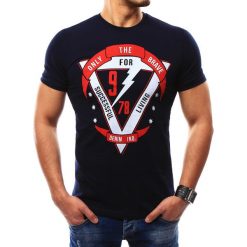 T-shirty męskie z nadrukiem: T-shirt męski z nadrukiem granatowy (rx2304)