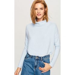 Sweter z szeroką stójką - Niebieski. Niebieskie swetry klasyczne damskie Reserved, l, ze stójką. Za 59,99 zł.