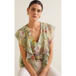Mango - Bluzka Leaf. Zielone bluzki damskie marki Mango, s, bez wzorów, z poliesteru, eleganckie, bez kołnierzyka, bez rękawów. Za 139,90 zł.