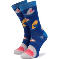 Skarpety Wysokie Unisex CUP OF SOX - Shark-Rekin Granatowy Kolorowy. Niebieskie skarpetki damskie Cup of sox, bez wzorów, z elastanu. Za 24,00 zł.