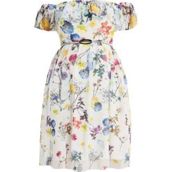 Sukienki hiszpanki: Little Mistress Curvy PRITNED BARDOT DRESS Sukienka letnia white