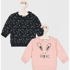 Name it - Bluza dziecięca 56-86 cm (2-pack). Różowe bluzy dziewczęce marki Name it, z nadrukiem, z elastanu, bez rękawów, bez kaptura. Za 69,90 zł.