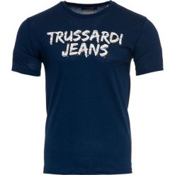 Trussardi Jeans koszulka męska 52T00275-1T001675 XXL ciemnoniebieski. Niebieskie koszulki męskie Trussardi Jeans, xxl, bez wzorów, z jeansu, bez kołnierzyka, bez rękawów. Za 239,00 zł.