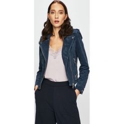 Vero Moda - Kurtka skórzana. Niebieskie kurtki damskie marki Vero Moda, s, bez wzorów, z poliesteru, krótkie, bez kaptura. Za 429,90 zł.