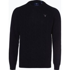 Gant - Sweter męski, niebieski. Niebieskie swetry klasyczne męskie marki GANT, xl, z haftami, z wełny, klasyczne, z klasycznym kołnierzykiem. Za 589,95 zł.