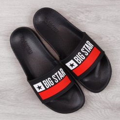 Klapki męskie gumowe plażowe czarne Big Star GG174936 - czarny. Czarne klapki męskie BIG STAR, bez wzorów, z gumy. Za 59,99 zł.
