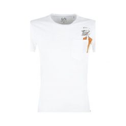 Q/S Designed By T-Shirt Męski Xxl Biały. Białe koszulki męskie marki Q/S designed by, s, z nadrukiem, z okrągłym kołnierzem. W wyprzedaży za 48,00 zł.