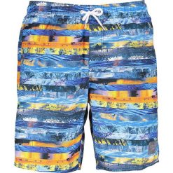 Szorty kąpielowe w kolorze niebieskim ze wzorem. Niebieskie kąpielówki męskie marki Speedo, klasyczne. W wyprzedaży za 117,95 zł.