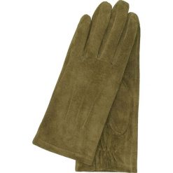 Skórzane rękawiczki w kolorze khaki. Brązowe rękawiczki damskie Gretchen, z jedwabiu. W wyprzedaży za 154,95 zł.