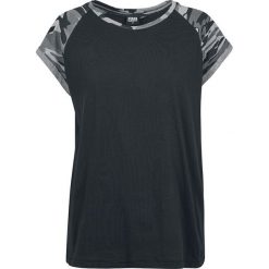 Urban Classics Ladies Contrast Raglan Tee Koszulka damska czarny/ciemny kamuflaż. Czarne koszulki damskie marki Urban Classics, xl, bez wzorów, z okrągłym kołnierzem, bez rękawów. Za 49,90 zł.