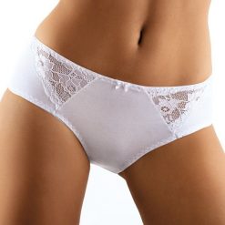 Figi Bailey klasyczne. Brązowe majtki damskie marki Babell, w koronkowe wzory, z bawełny. Za 18,99 zł.