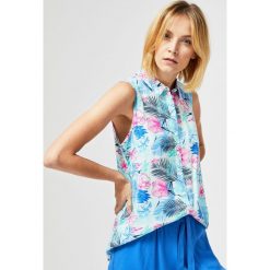 Letnia koszula bez rękawów. Zielone koszule damskie Moodo, na lato, s, w kwiaty, z wiskozy. Za 39,99 zł.