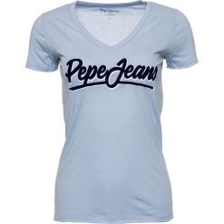 Pepe Jeans T-shirt damski Liz M jasnoniebieski. Niebieskie koszulki damskie Pepe Jeans, m, bez wzorów, z jeansu, bez kołnierzyka. Za 169,00 zł.