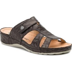 Klapki DR. BRINKMANN - 701376 Schwarz 1. Czarne klapki damskie Dr. Brinkmann, bez wzorów, ze skóry, bez obcasa. W wyprzedaży za 209,00 zł.