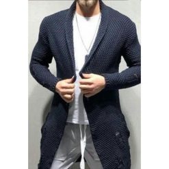 Sweter męski LAMBO NAVY. Niebieskie swetry męskie m, eleganckie. W wyprzedaży za 109,00 zł.