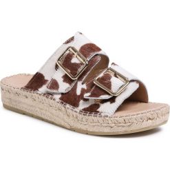 Espadryle EVA MINGE - EM-14-07-000737 681. Brązowe espadryle damskie Eva Minge, bez wzorów, ze skóry, bez obcasa. W wyprzedaży za 349,00 zł.