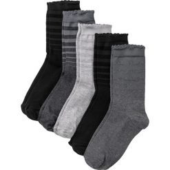 Skarpetki damskie (5 par) bonprix czarny+antracytowy melanż + szary + jasnoszary melanż. Czarne skarpetki damskie bonprix, w paski. Za 34,99 zł.