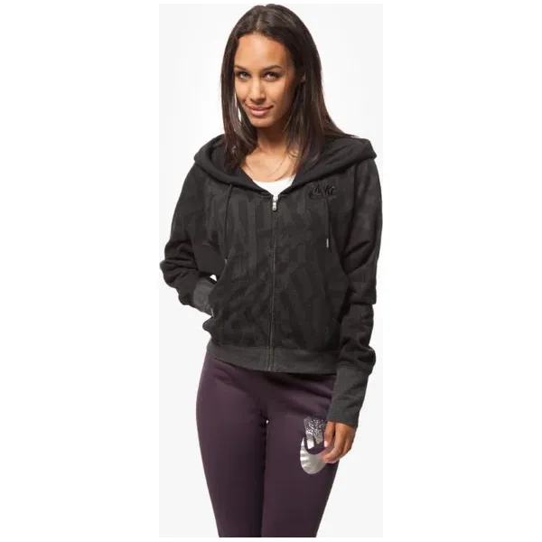 Nike Bluza Jacquard Rally Fz Hoody , czarny, rozmiar XS. Czarne bluzy damskie Nike, s, bez wzorów, z bawełny, bez rękawów, bez kaptura. W wyprzedaży za 179,99 zł.