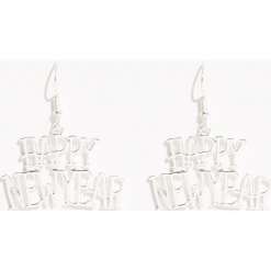 Kolczyki Happy New Year - Jasny szar. Białe kolczyki damskie marki Sinsay. Za 12,99 zł.