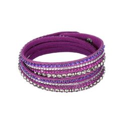 Bransoletka w kolorze fioletowym z kryształami. Fioletowe bransoletki damskie Diamond Style, ze skóry, z kryształem, szklane. W wyprzedaży za 42,95 zł.