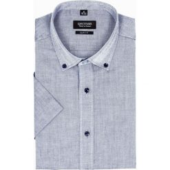 Koszula bexley 2516 krótki rękaw slim fit granatowy. Niebieskie koszule męskie Recman, m, bez wzorów, bez kołnierzyka, z krótkim rękawem. Za 139,00 zł.