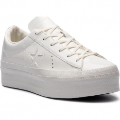 Sneakersy CONVERSE - One Star Platform Ox 562605C Vintage White/Vintage White. Białe sneakersy damskie Converse, z gumy. W wyprzedaży za 299,00 zł.