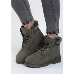 Khaki Traperki With Control. Brązowe buty zimowe damskie Born2be, na płaskiej podeszwie. Za 89,99 zł.