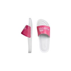 Klapki Kubota Classic Pink & White. Różowe klapki dziewczęce marki Kubota, ze skóry. Za 199,99 zł.