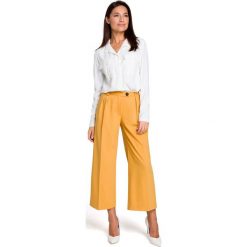Żółte Eleganckie Spodnie Kuloty w Kant. Żółte spodnie damskie Molly.pl, s. Za 129,90 zł.