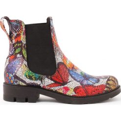 Kolorowe ocieplane sztyblety na płaskim obcasie - skóra naturalna - botki model 479 - kolor motyl. Szare botki damskie Zapato, na zimę, z jeansu, eleganckie, na niskim obcasie, na obcasie, bez zapięcia. Za 399,00 zł.