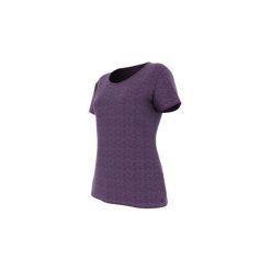 Koszulka krótki rękaw regular Gym & Pilates 500 damska. Fioletowe bluzki sportowe damskie DOMYOS, l, z bawełny. Za 19,99 zł.