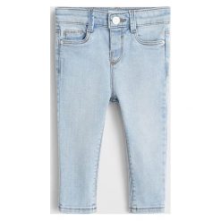Mango Kids - Jeansy dziecięce Elena 80-104 cm. Zielone jeansy dziewczęce Mango Kids, bez wzorów, z elastanu. Za 59,90 zł.