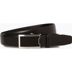 Monti - Męski pasek skórzany, czarny. Czarne paski męskie Monti, w paski, eleganckie. Za 129,95 zł.