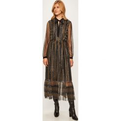 Twinset - Sukienka. Czarne sukienki damskie Twinset, s, bez wzorów, z poliesteru, eleganckie, bez kołnierzyka, z długim rękawem, długie, midi, rozkloszowane. Za 1499,00 zł.