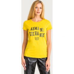 T-SHIRT Armani Exchange. Pomarańczowe t-shirty damskie Armani Exchange, s, z nadrukiem, z bawełny, z okrągłym kołnierzem. Za 229,00 zł.