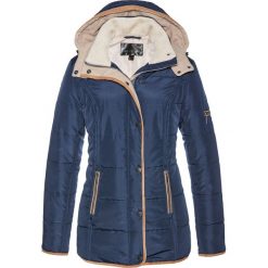 Kurtka bonprix niebiesko-piaskowo-beżowy. Niebieskie kurtki sportowe damskie bonprix, bez wzorów, z dzianiny, bez kaptura. Za 199,99 zł.