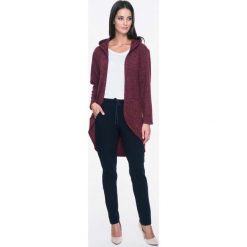 Bluzy damskie: Bordowa Bluza Swetrowa bez zapięcia z Kapturem