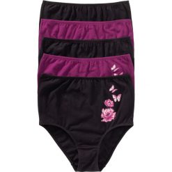 Figi z wysoką talią bonprix czarno-fiołkowy lila z nadrukiem. Czarne majtki damskie bonprix. Za 49,95 zł.