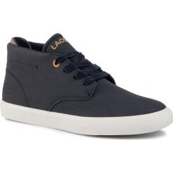 Sneakersy Lacoste Esparre Chukka 319 1 Cuj 7-38CUJ0005J18. Niebieskie półbuty damskie Lacoste, bez wzorów, bez obcasa, bez zapięcia. W wyprzedaży za 199,00 zł.