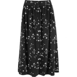 Spódnica z plisą guzikową bonprix czarny w kwiaty. Czarne spódniczki damskie bonprix, w kwiaty, plisowane. Za 74,99 zł.