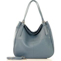 MARCO MAZZINI Torebka big shopper skóra naturalna - niebieski denim. Niebieskie torby damskie na zakupy MAZZINI, w paski, ze skóry, biznesowe, na ramię, bez dodatków. Za 289,00 zł.