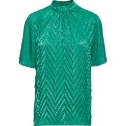 Bluzka shirtowa w strukturalny wzór bonprix miętowy. Zielone bralety bonprix, ze stójką. Za 119,99 zł.