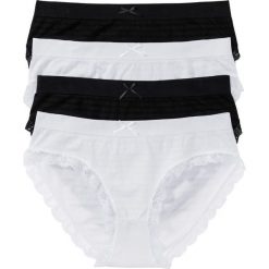 Figi maxi bezszwowe (4 pary) bonprix czarny + biały. Białe figi bonprix, w koronkowe wzory, z koronki. Za 51,96 zł.