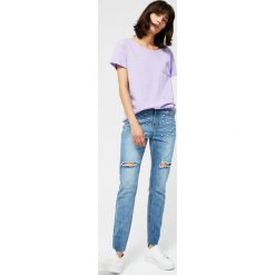Jeansy typu stright z aplikacją. Niebieskie jeansy damskie Moodo, xs. Za 39,99 zł.