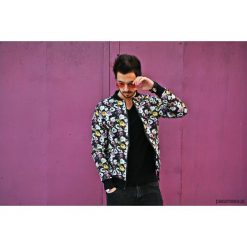 Bluzy męskie: KURTKA BUTTON BOMBER JACKET FLOWER unisex kwiaty