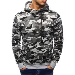Bluzy męskie: Bluza męska camo z kapturem szara (bx3169)