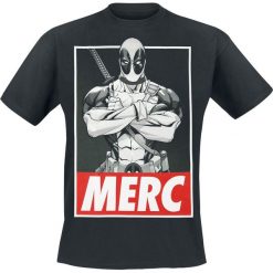 Deadpool Merc T-Shirt czarny. Czarne koszulki męskie marki Deadpool, l, z nadrukiem, klasyczne, z okrągłym kołnierzem. Za 74,90 zł.