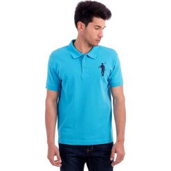 Koszulka polo w kolorze turkusowym. Niebieskie topy sportowe damskie Polo Club, s, z haftami, z bawełny, z krótkim rękawem. W wyprzedaży za 84,95 zł.