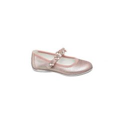 Metaliczne baleriny dziewczęce Cupcake Couture. Różowe baleriny dziewczęce w kwiaty, z materiału, bez obcasa. Za 48,00 zł.