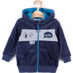 Bluza. Niebieskie bluzy chłopięce marki HEY BOY, z aplikacjami, z bawełny, z długim rękawem, długie, z kapturem. Za 39,90 zł.